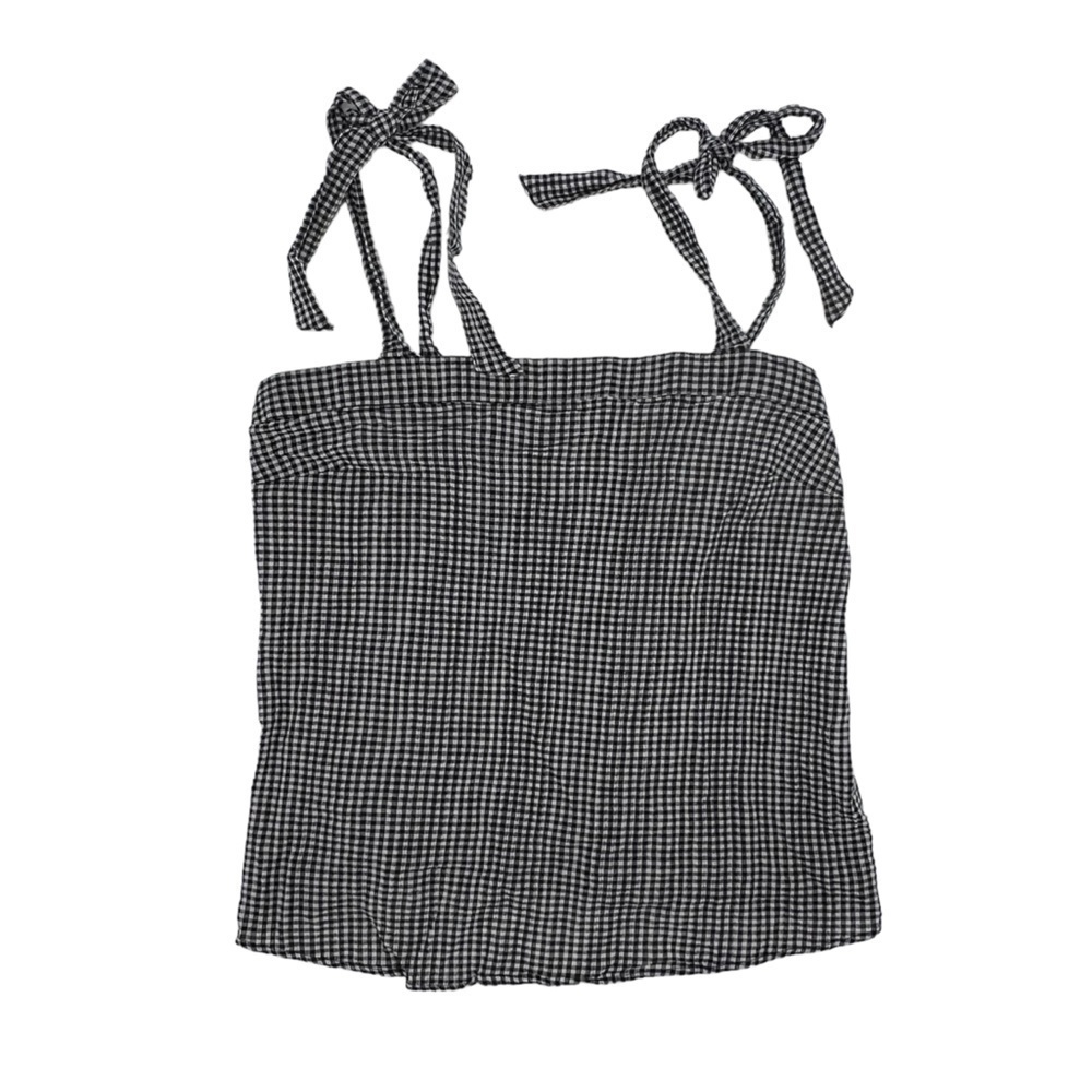 J. Crew Black White Gingham Adjustable Strap Bow Tie Top Size XXS Women’s